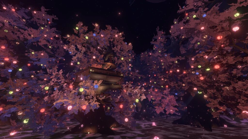 まろの森 夜桜の風景